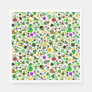Serviette En Papier Leprechauns Champignons d'or Shamrock Kiss Me Irla