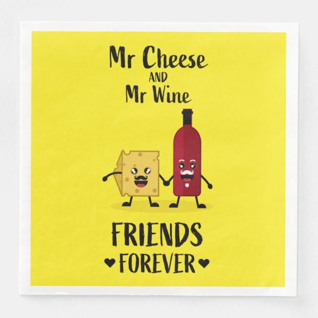 Serviette En Papier Les Amateurs De Fromage Et De Vins (Devant)