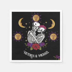 Serviette En Papier Les amoureux Skeleton Couple Tarot gothique