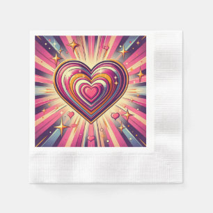 Serviette En Papier les années 70 coeur pop art/Valentines