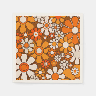 Serviette En Papier les années 70 motif floral rétro avec fleurs Super