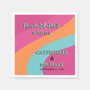 Serviette En Papier Les années 70 rétro Super Fuchsia Mariage