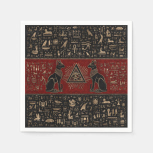 Serviette En Papier Les chats égyptiens et l'oeil d'Horus