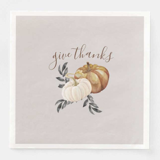 Serviette En Papier Les Citrouilles De Thanksgiving Remercient Le Dîne (Devant)