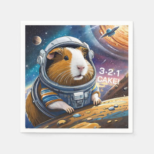 Serviette En Papier Les Cochons de Guinée dans l'espace ! 321 Gâteau !