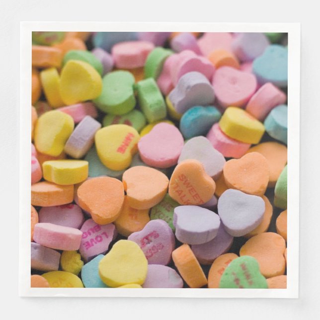 SERVIETTE EN PAPIER LES COEURS DE LA BOUGIE DE VALENTINE (Devant)