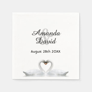 Serviette En Papier Les cygnes blancs amoureux des noms mariages