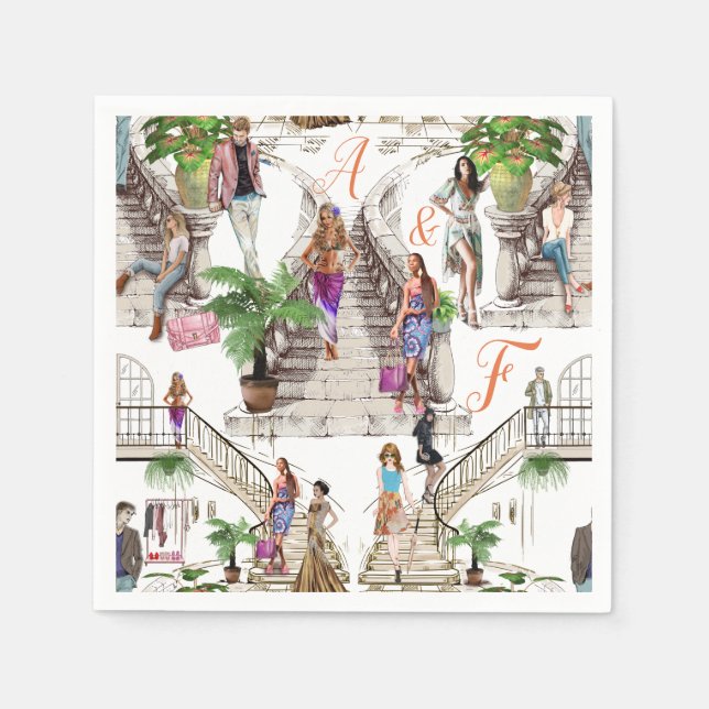 Serviette En Papier Les designers de mode (Devant)