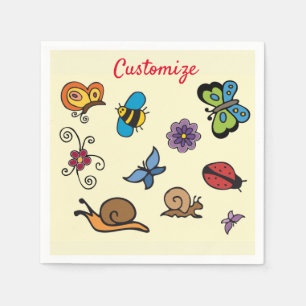 Serviette En Papier Les escargots des papillons insectent Thunder_Cove