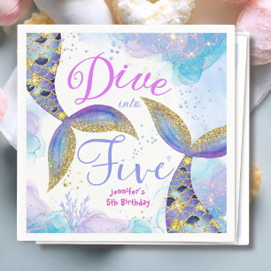 Serviette En Papier Les filles plongent dans cinq 5e Anniversaire Papi