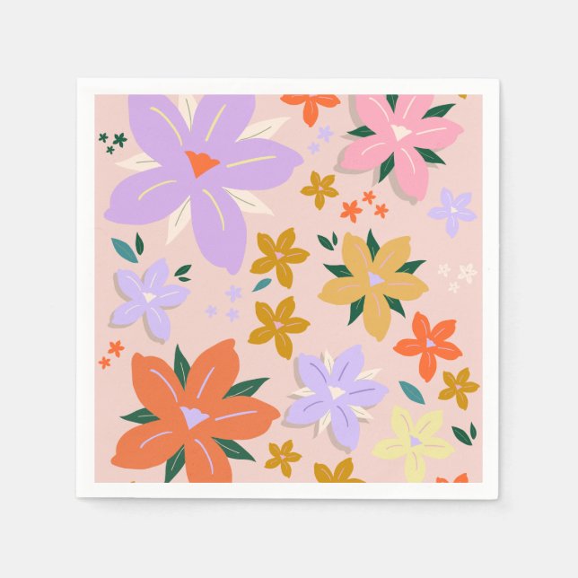 Serviette En Papier Les Fleurs 04 Retro Colorful Floral (Devant)