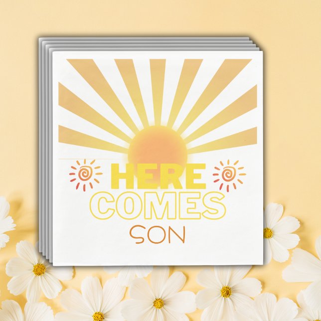 Serviette En Papier Les Grandes Têtes Jaunes Ici Vient Le Baby shower  (Créateur téléchargé)