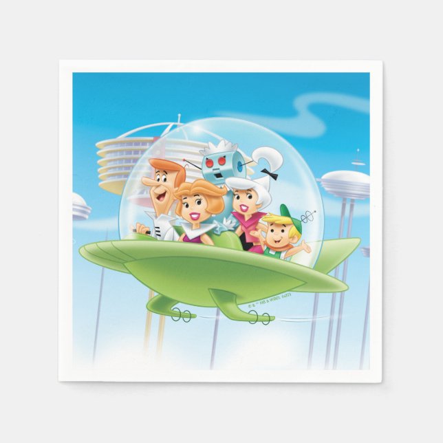 Serviette En Papier Les Jetsons | La Voiture Volante Familiale (Devant)