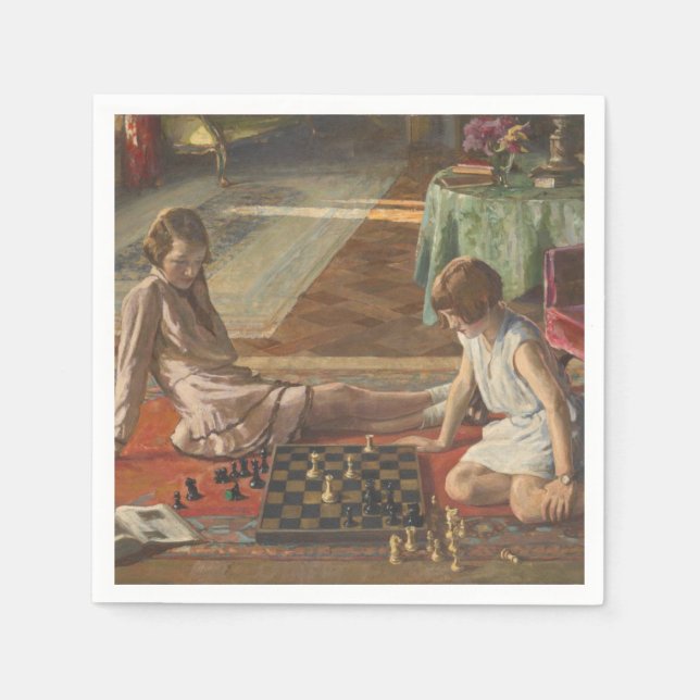 Serviette En Papier Les joueurs d'échecs (par John Lavery) (Devant)