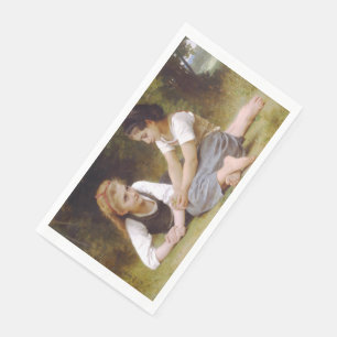 Serviette En Papier Les Noisettes : Jeunes Filles ramassant des noiset