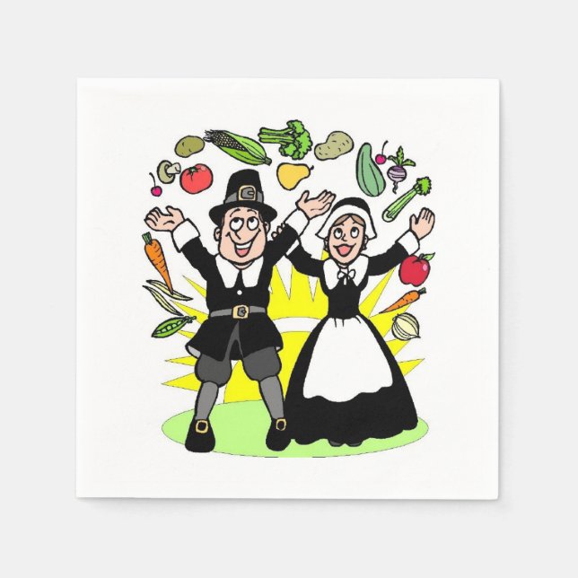 Serviette En Papier Les pèlerins de Thanksgiving (Devant)