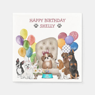 Serviette En Papier Les Petits Chiots Souhaitent Joyeux Anniversaire