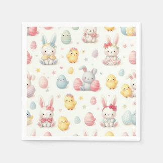 Serviette En Papier Les Petits Poussins et Lapins
