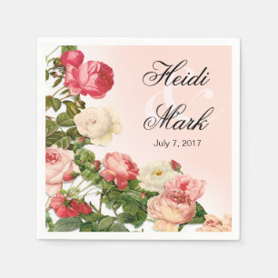 Serviette En Papier Les roses roses Romance floraux vintages  