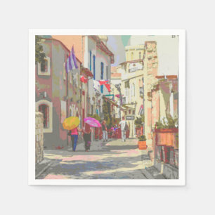 Serviette En Papier Les ruelles du découpage artistique chypriote