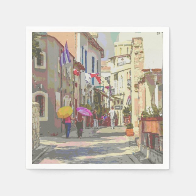 Serviette En Papier Les ruelles du découpage artistique chypriote (Devant)