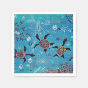Serviette En Papier Les serviettes d'art aborigène de rêve de tortue