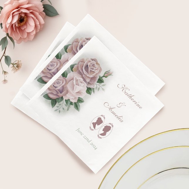 Serviette En Papier Lesbiennes Mariées Regency Rose Roses (Créateur téléchargé)