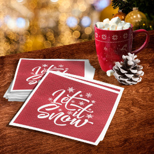 Serviette En Papier Let It Snow Christmas Typography Red/White ID951