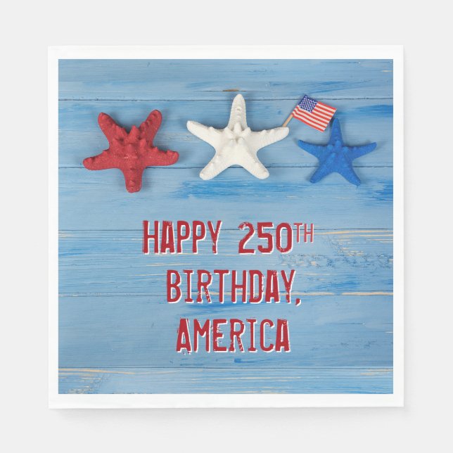 Serviette En Papier L'étoile de mer de 250e anniversaire de l'Amérique (Devant)