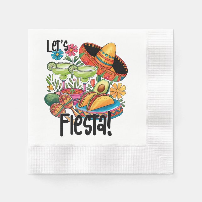 Serviette En Papier Let's Fiesta Fun Taco Margarita Sombre Paper Napki (Devant)