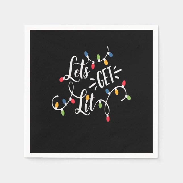 Serviette En Papier Let's Get Lit Funny Christmas Lights Xmas Maching  (Devant)