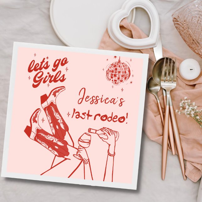 Serviette En Papier Lets Go Girls Disco Cowgirl Bachelorette Party (Créateur téléchargé)