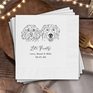 Serviette En Papier Let's Pawty Custom Dog Drawn Cocktail Wedding