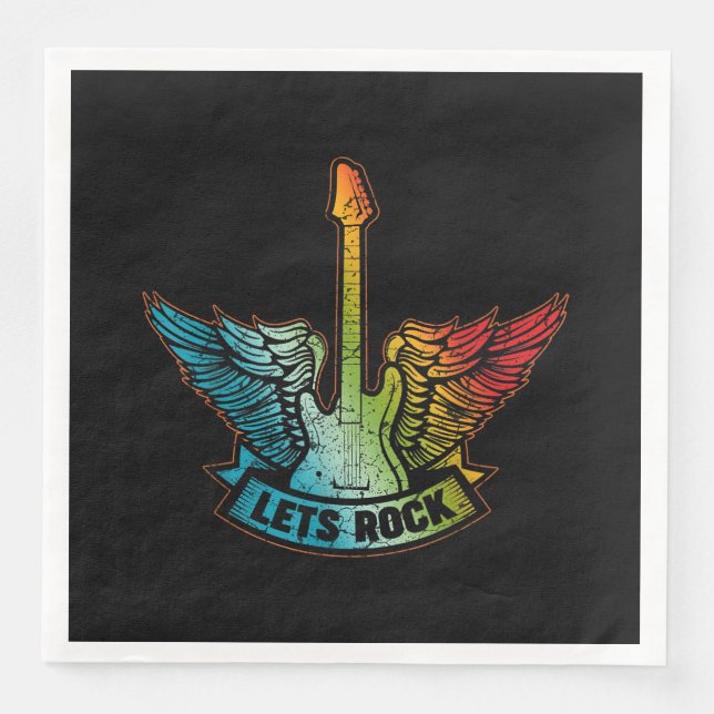 Serviette En Papier Let's Rock Legend Rock and Roll Music Guitar (Devant)