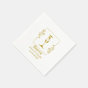 Serviette En Papier LETTRE BOtanique D'Or Moderne I Papier