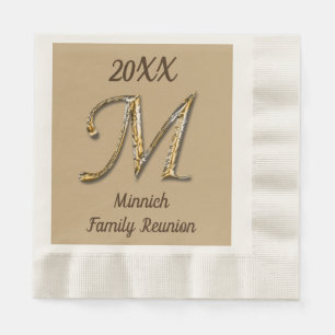Serviette En Papier LETTRE D'OR REUNION Familiale Élégante M MONO