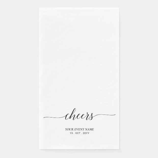 Serviette En Papier Lettre élégante noire écriture événement Cheers (Devant)