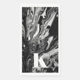 Serviette En Papier Lettre initiale Monogramme Noir noir blanc d'encre