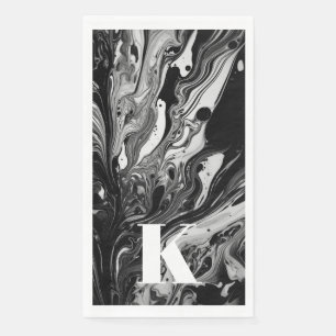 Serviette En Papier Lettre initiale Monogramme Noir noir blanc d'encre
