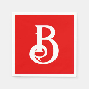 Serviette En Papier LETTRE INITIALE MONOMOBILE ROUGE BLANC Classique