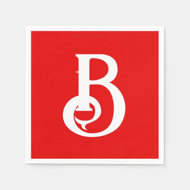 Serviette En Papier LETTRE INITIALE MONOMOBILE ROUGE BLANC Classique (Devant)