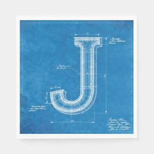 Serviette En Papier Lettre J Monogramme Blueprint