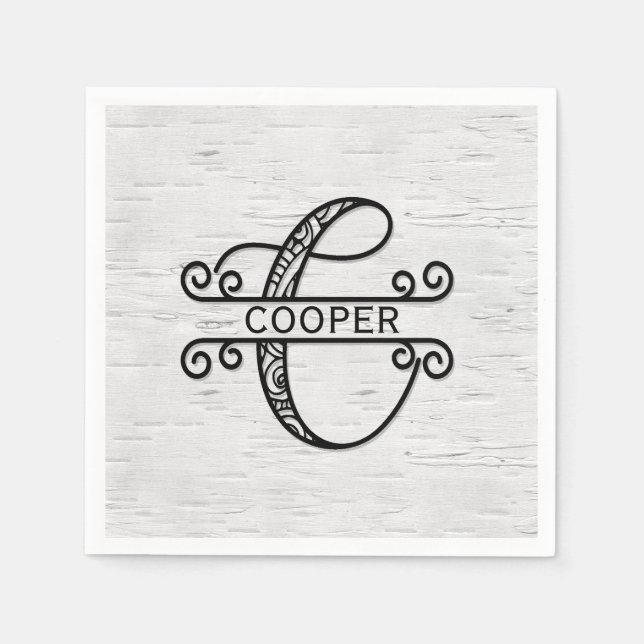 Serviette En Papier Lettre monogramme C avec nom de famille (Devant)