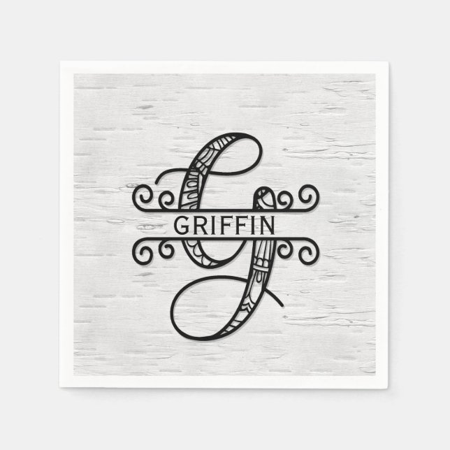 Serviette En Papier Lettre monogramme G avec nom de famille (Devant)