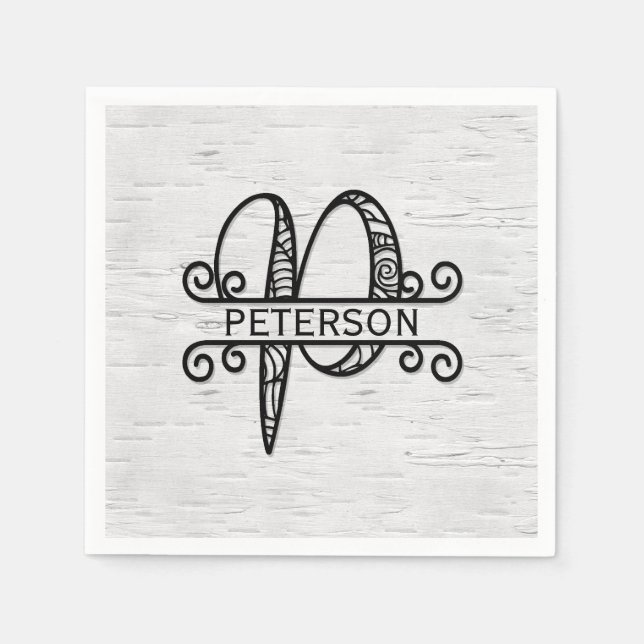 Serviette En Papier Lettre monogramme P avec nom de famille (Devant)