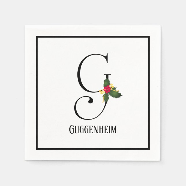 Serviette En Papier Lettre monographie de Noël G Papier personnalisé (Devant)
