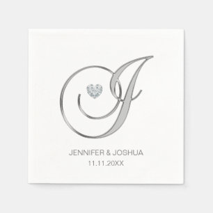 Serviette En Papier Lettre monographique personnalisée J Mariage de co