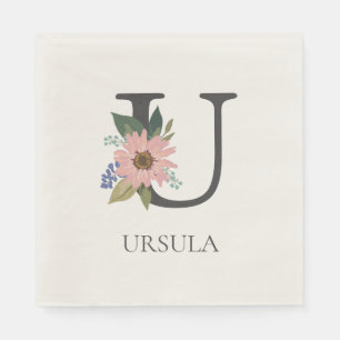Serviette En Papier LETTRE MONOMOBILE Florale Moderne Personnalisable 