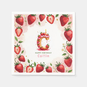 Serviette En Papier Lettre Napkin C Cake fraise Anniversaire Papier