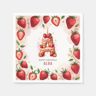 Serviette En Papier Lettre Napkine A Gâteau fraise Anniversaire